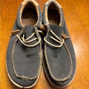 Hey Dude Men's Black and Tan Loafers